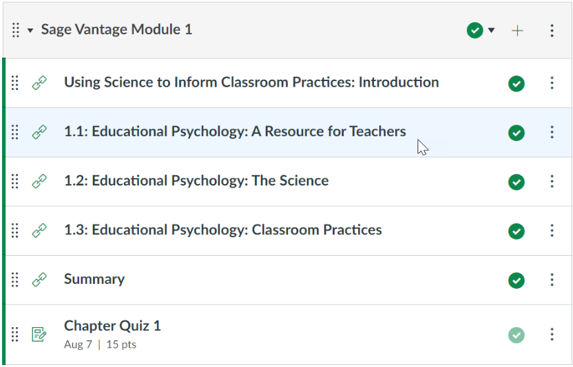 SAGE-vantage-module-links